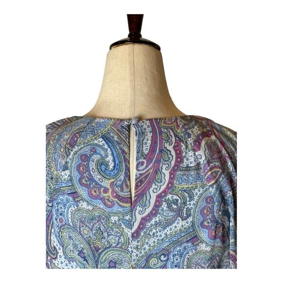 Lauren Ralph Lauren Blue And Purple Paisley Ruffle Detail Mini Shift Dress‎ 8P - Picture 4 of 11